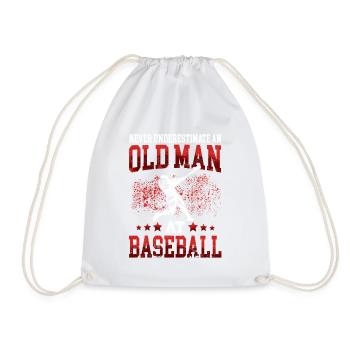 Old man at baseball baseball player baseball player - Drawstring Bag - white - Front