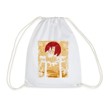 Neunschwänziger Fuchs Japanische Retro Kunst - Turnbeutel - Weiß - Vorne