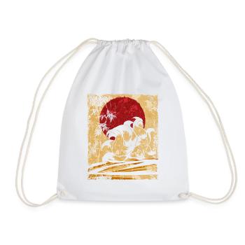 Neunschwänziger Fuchs Japanische Retro Kunst - Turnbeutel - Weiß - Vorne