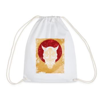 Oni Mask Japanese Art Vintage Fighter Retro - Drawstring Bag - white - Front