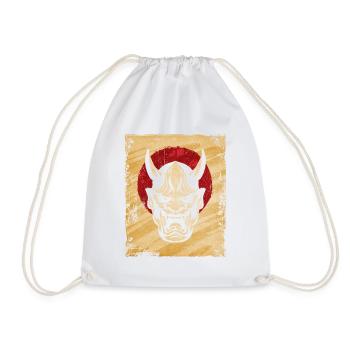 Oni Mask Japanese Art Vintage Fighter Retro - Drawstring Bag - white - Front