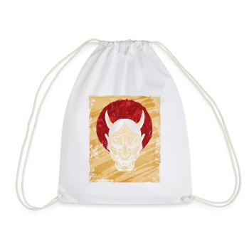 Oni Mask Japanese Art Vintage Fighter Retro - Drawstring Bag - white - Front