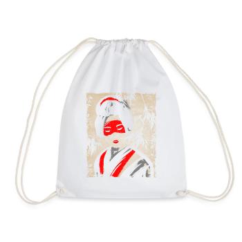 Geisha Japanese Art Vintage Retro Women - Drawstring Bag - white - Front