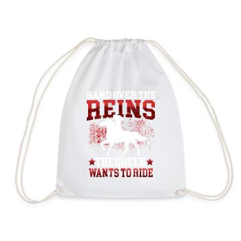 Queen wants to ride on horse Rider Rider - Drawstring Bag - white - Front