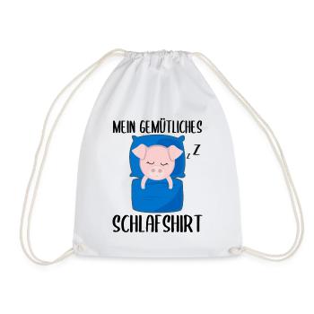 Mein Gemütliches Schlafshirt Schlafendes Schwein - Turnbeutel - Weiß - Vorne