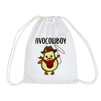 Avocado Cowboy Funny Vegetable Fruit Gift - Drawstring Bag - white - Front