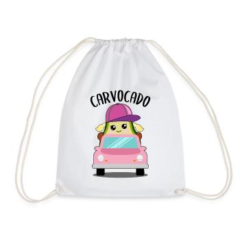 Avocado in Car Funny Vegetable Fruit Gift - Drawstring Bag - white - Front