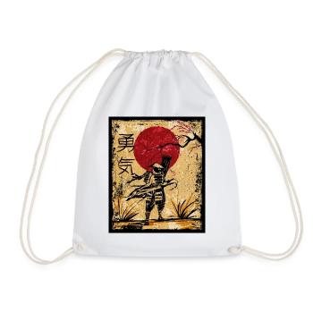 Samurai Japanese Art Vintage Fighter Retro - Drawstring Bag - white - Front