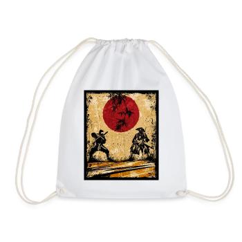 Ninja Japanese Art Vintage Fighter Retro - Drawstring Bag - white - Front