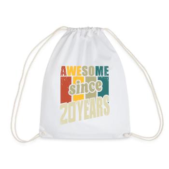 20 years old Awesome since 20 years 20th birthday - Drawstring Bag - white - Front