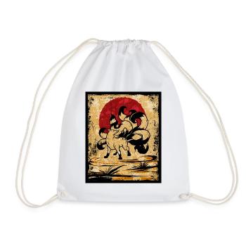 Neunschwänziger Fuchs Japanische Retro Kunst - Turnbeutel - Weiß - Vorne