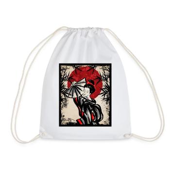 Geisha Japanese Art Vintage Retro Women - Drawstring Bag - white - Front