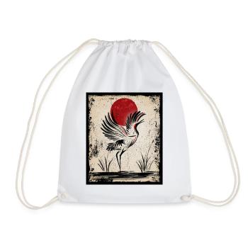 Kranich Art Japanische Kunst Vintage Retro - Turnbeutel - Weiß - Vorne