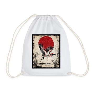 Kranich Art Japanische Kunst Vintage Retro - Turnbeutel - Weiß - Vorne