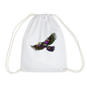 Day of the dead colored eagle mexican - Drawstring Bag - white - Front