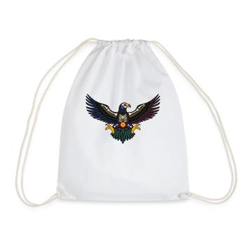 Day of the dead colored eagle mexican - Drawstring Bag - white - Front