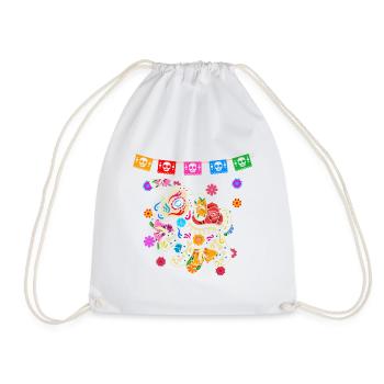 Day of the dead colored dog Mexican - Drawstring Bag - white - Front