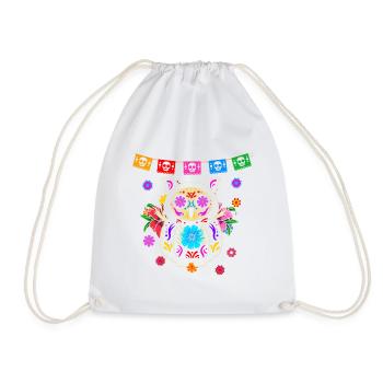 Day of the dead colored owl Mexican - Drawstring Bag - white - Front