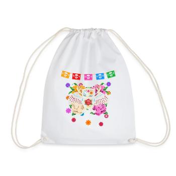 Day of the dead colored owl Mexican - Drawstring Bag - white - Front