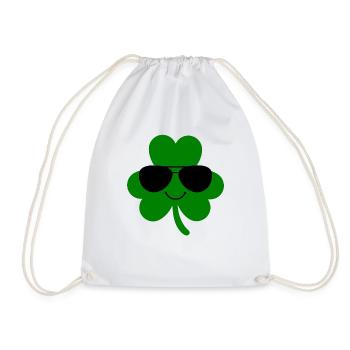 St Patricks Day Accessoires Ireland Shamrock Deko - Turnbeutel - Weiß - Vorne