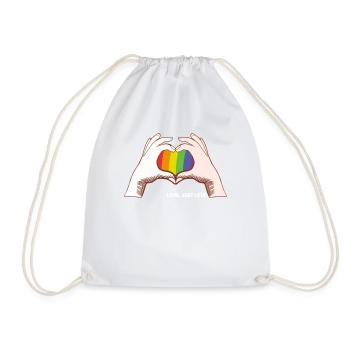 CSD LGBT Hände formen Regenbogen Herz Pride Love - Turnbeutel - Weiß - Vorne