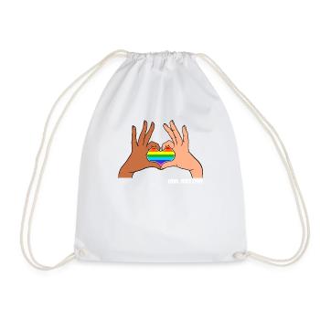 CSD LGBT Hände formen Regenbogen Herz Pride Love - Turnbeutel - Weiß - Vorne