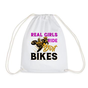 Motocross Girl Motocross Woman Offroad Motorcycle - Drawstring Bag - white - Front