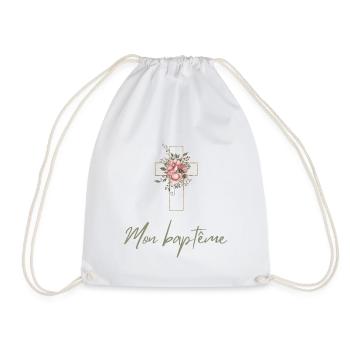 Croix chrétienne cadeau baptême - Sac de sport léger - blanc - Devant