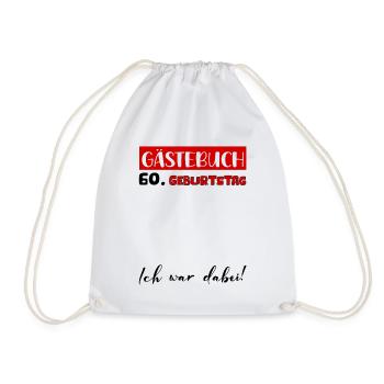 60 Geburtstag Geschenk Damen Deko Herren Gästebuch - Turnbeutel - Weiß - Vorne