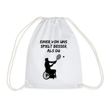 Rollstuhltennis Rollstuhl Tennis Cooler Spruch - Turnbeutel - Weiß - Vorne