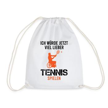 Rollstuhltennis Rollstuhl Tennis Cooler Spruch - Turnbeutel - Weiß - Vorne