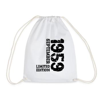 1959 September Limited Edition 64th Birthday Decoration - Drawstring Bag - white - Front