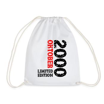 2000 Oktober Limited Edition 23. Geburtstag Deko - Turnbeutel - Weiß - Vorne
