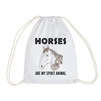 Horses - soulmates on four hooves - Drawstring Bag - white - Front