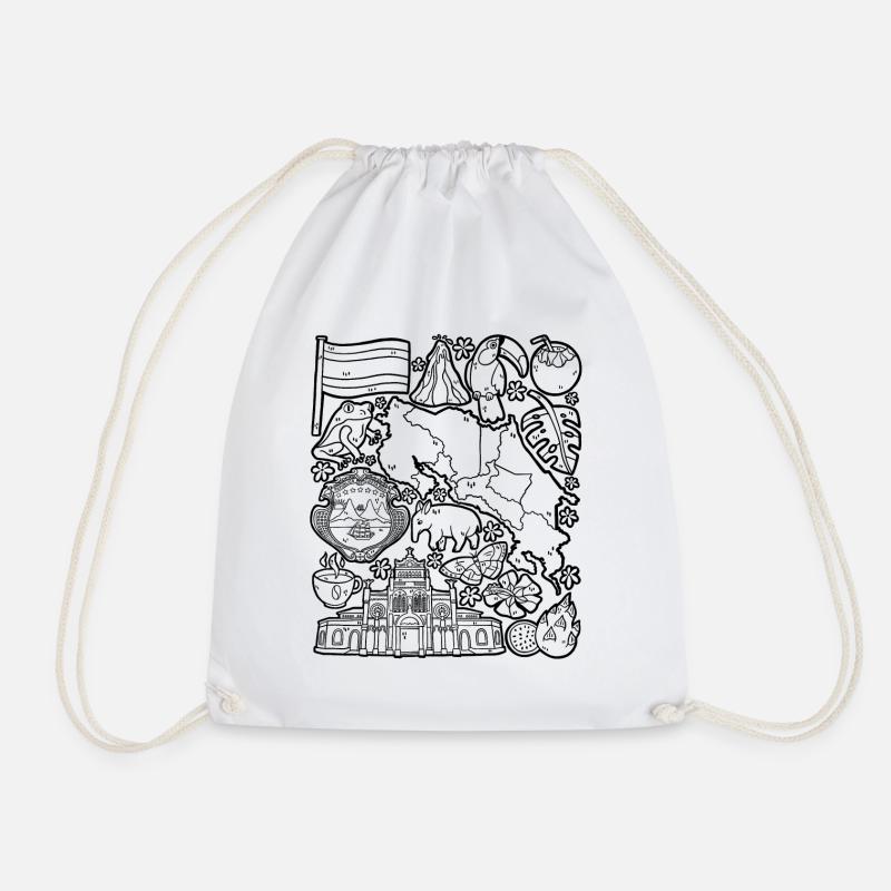 Costa Rica - Drawstring Bag - white