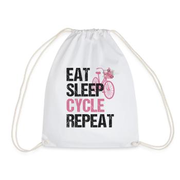 Eat Sleep Cycle Repeat - Bicycle Life Flowers - Drawstring Bag - white - Front