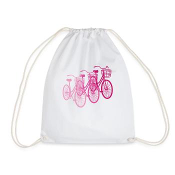 Drei Fahrräder Blumenpracht - Fahrradtrio Geschenk - Turnbeutel - Weiß - Vorne