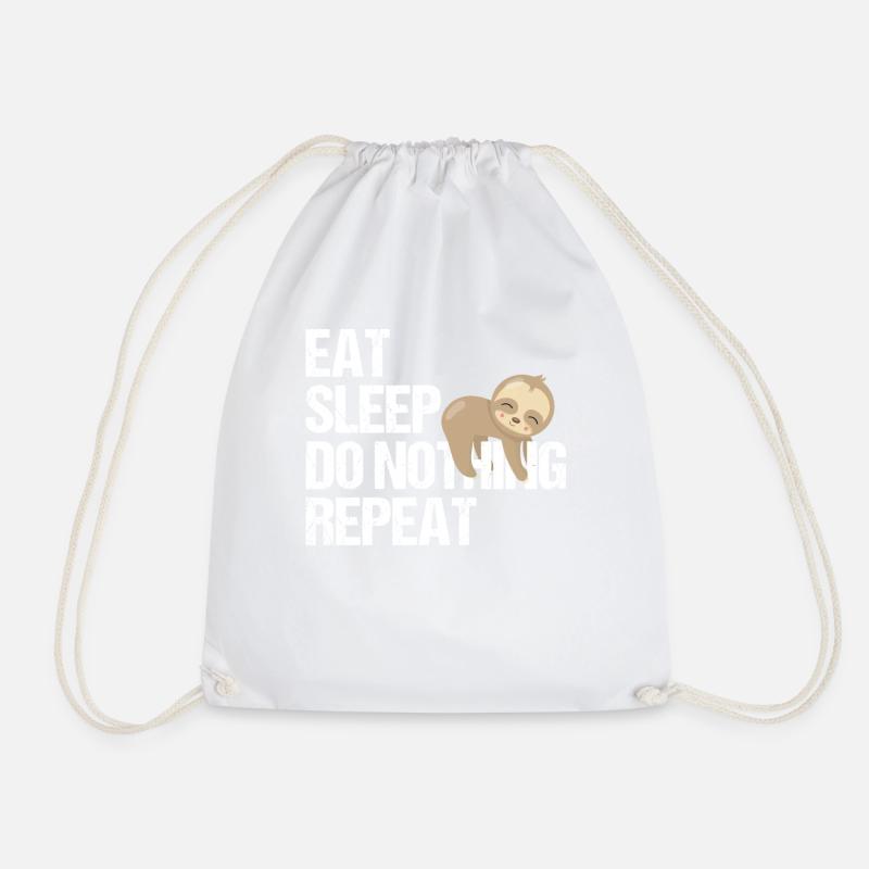 Lazy Bear Falling Asleep Sleeping In Humor Gift - Drawstring Bag - white