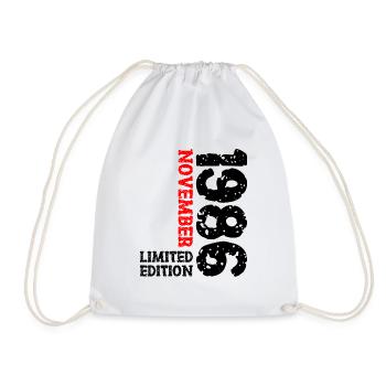 1986 November Limited Edition 37th Birthday Decoration - Drawstring Bag - white - Front