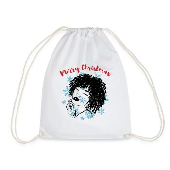 Sassy Christmas Afrolook Snowflakes - Drawstring Bag - white - Front