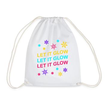 Let it Glow Bunte Schneeflocken Festlich - Turnbeutel - Weiß - Vorne