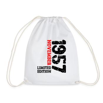 1957 November Limited Edition 66th Birthday Decoration - Drawstring Bag - white - Front