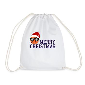 Basketball, Christmas Greeting, Athletic Magic - Drawstring Bag - white - Front