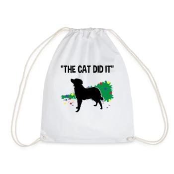 Dog Innocent Christmas Tree Cat Prank - Drawstring Bag - white - Front