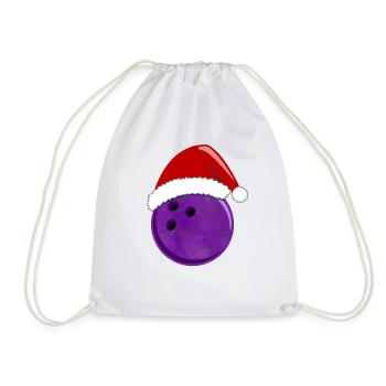 Chapeau de père Noël festif boule de bowling violet - Sac de sport léger - blanc - Devant