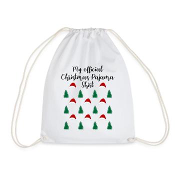 Forest Christmas with Hats Official Sleep Shirt - Drawstring Bag - white - Front