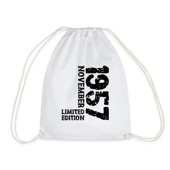 1957 November Limited Edition 66th Birthday Decoration - Drawstring Bag - white - Front