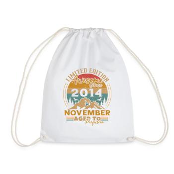 November 2014 Vintage Retro Geburtstagsgeschenk - Turnbeutel - Weiß - Vorne