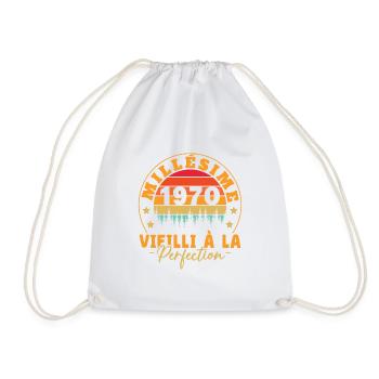 Jahrgang 1970er Jahre, Jahrgang 1970er Jahre Geburtstagsgeschenk - Turnbeutel - Weiß - Vorne