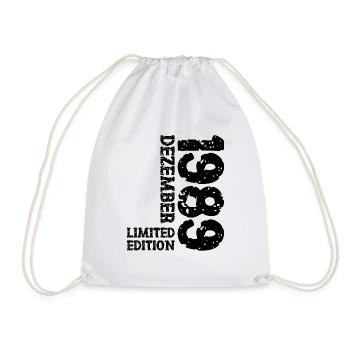 1989 December Limited Edition 34th Birthday Decoration - Drawstring Bag - white - Front